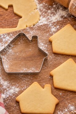 House-Shaped Shortbread Baking Scene