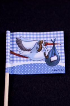 Geboorte vlaggetjes baby jongetje cupcake prikkers