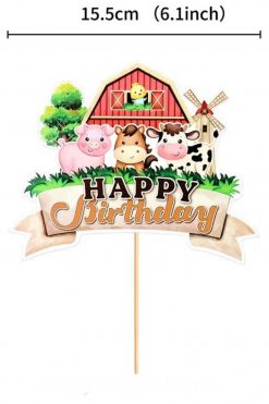 Boerderij babydieren happy birthday taart vlag