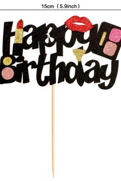 Make-up en lipstick Happy birthday taart vlag