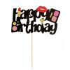Make-up en lipstick Happy birthday taart vlag