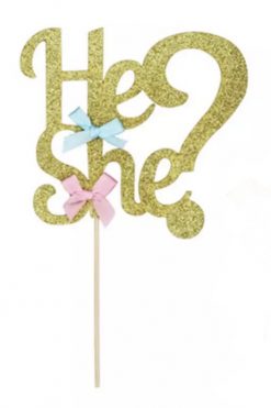 He or She Gender Reveal taart vlag