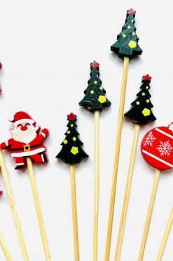 Kerstbal Kerstboom Kerstman cupcake toppers