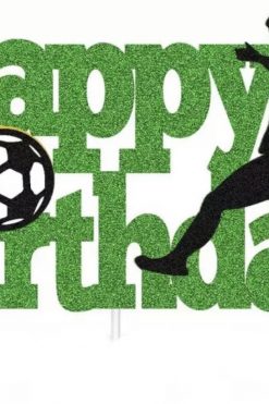 Voetbal GLITTER GIRL WK Happy Birthday taart vlag