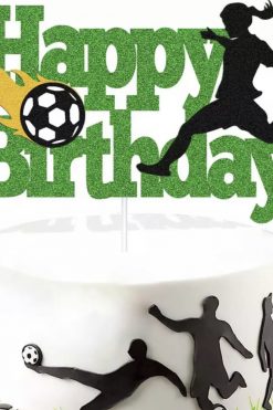 Voetbal GLITTER GIRL WK Happy Birthday taart vlag