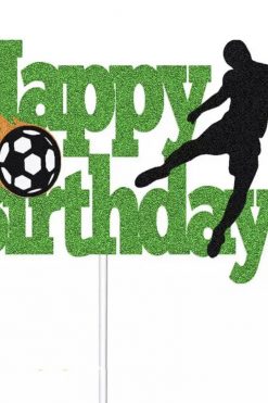 Voetbal GLITTER BOY WK Happy Birthday taart vlag
