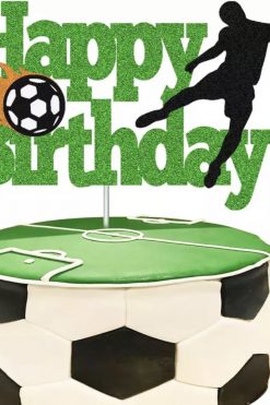 Voetbal GLITTER BOY WK Happy Birthday taart vlag