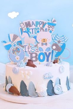 Baby It's a Boy GLITTER taart vlag