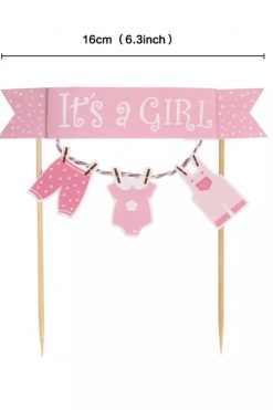 Baby It's a GIRL waslijn taart vlag