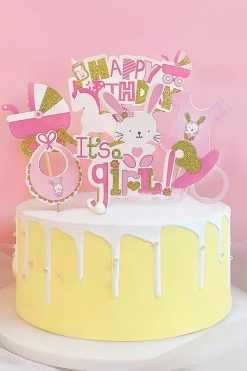 Baby It's a GIRL GLITTER taart vlag