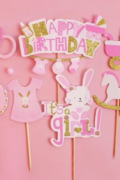 Baby It's a GIRL GLITTER taart vlag