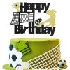 Voetbal Champion XL GLITTER Happy Birthday taart vlag