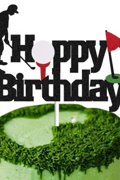 Sport GOLF Happy Birthday taart vlag