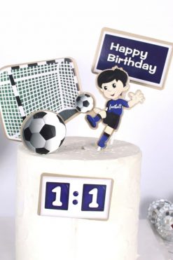 Voetballer Happy Birthday taart vlag