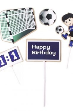 Voetballer Happy Birthday taart vlag