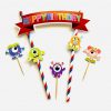 Halloween monsters vlag met cupcake prikkers