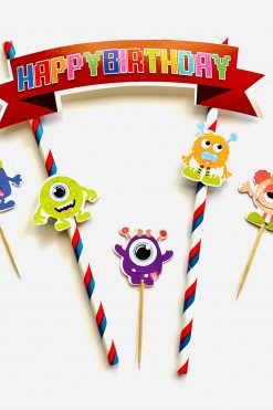 Halloween monsters vlag met cupcake prikkers