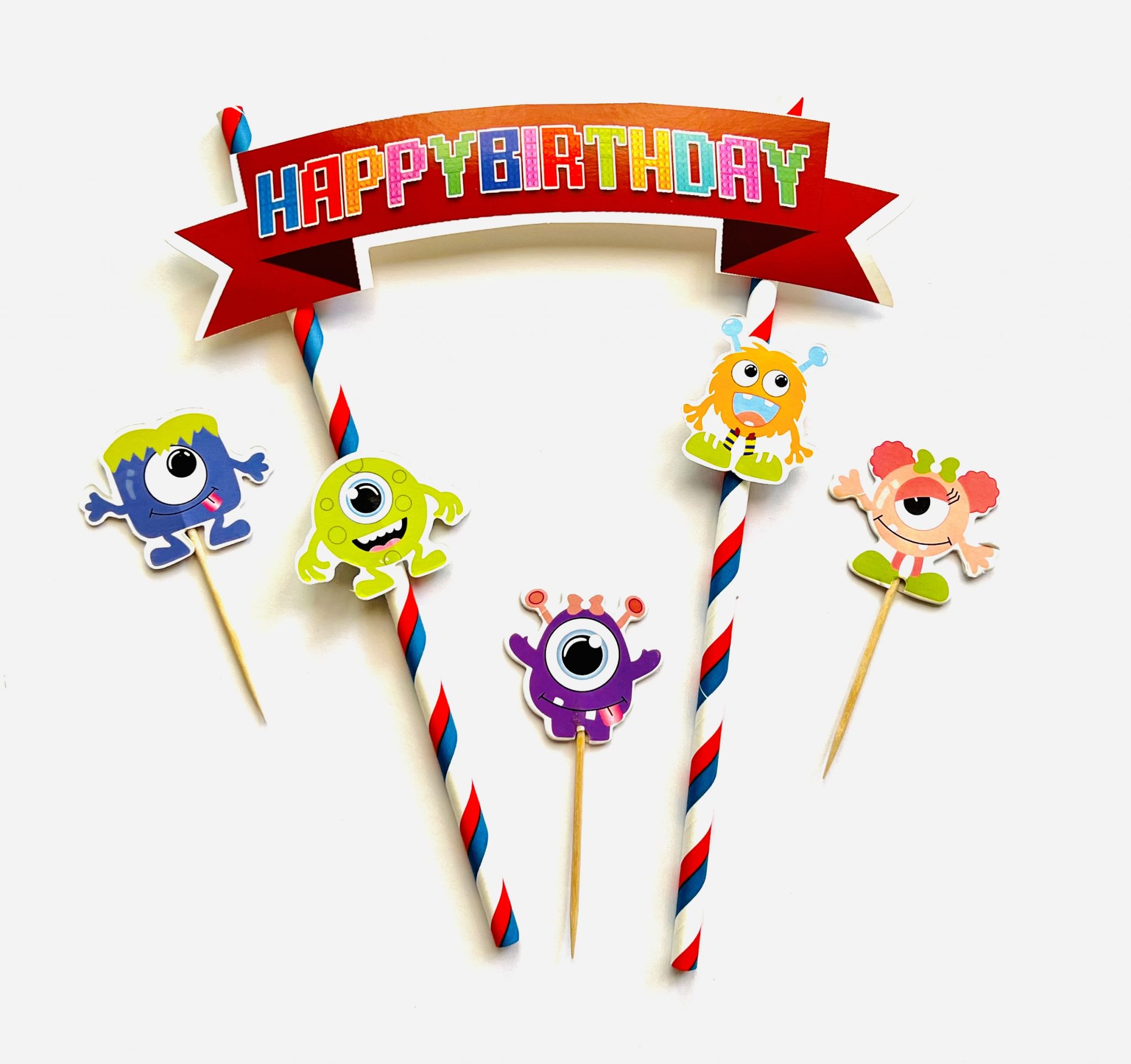 Halloween monsters vlag met cupcake prikkers