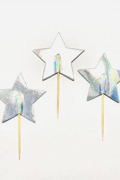 Zilveren parelmoer sterretjes cupcake prikkers