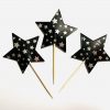 Sterretjes zwart ZILVER cupcake prikkers