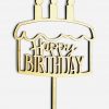 Taart met kaarsjes Happy Birthday HOUTEN taart vlag