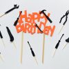 Gereedschap klusser NEON Happy birthday taart vlag