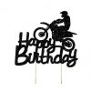 Race motorcrosser black glitter taart vlag