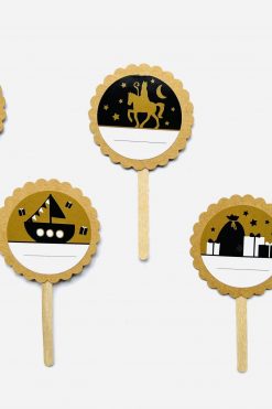 Sint naamkaartjes cupcake prikkers