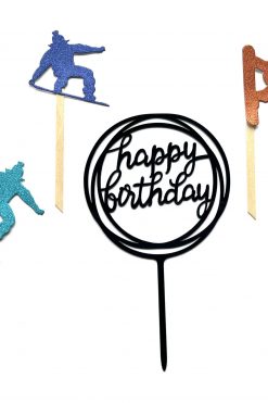 Snowboard wintersport Happy birthday taart vlag