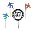 Snowboard wintersport Happy birthday taart vlag