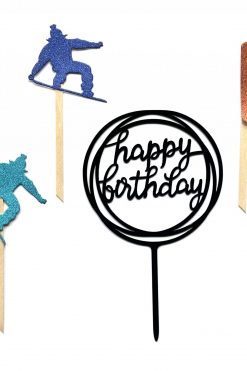 Snowboard wintersport Happy birthday taart vlag