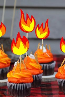 Vuur Kampvuur Brandweer cupcake prikkers