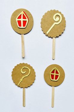 Sint mijter en staf cupcake prikkers