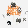 Auto garage monteur NEON Happy birthday taart vlag