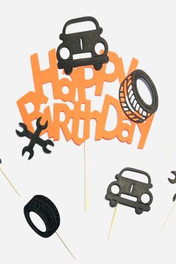 Auto garage monteur NEON Happy birthday taart vlag
