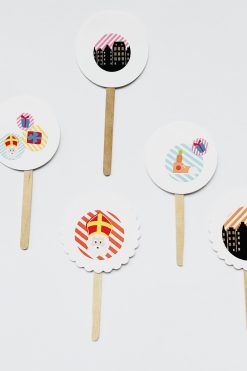 Sint gestreept cupcake prikkers