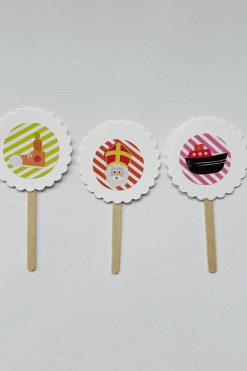 Sint gestreept cupcake prikkers